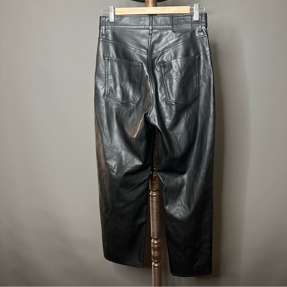 Levi's Jeans Black Ribcage Premium Straight Faux Leather Ankle Pants Size 25 - Picture 5 of 10